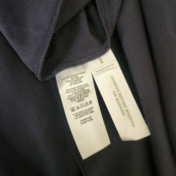 Ann Taylor V Neck Ruffle Flutter Sleeve Midi Maxi Dress Size XS Petite Navy Blue - Picture 10 of 12